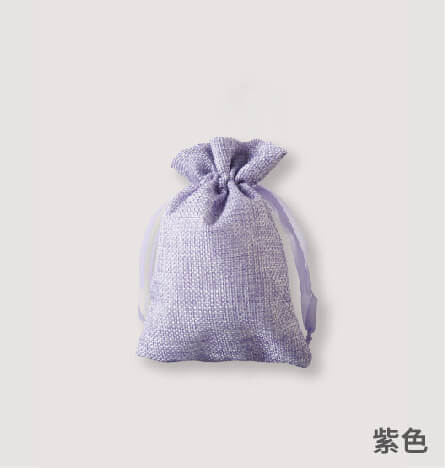 仿亞麻束口袋-小-紫色