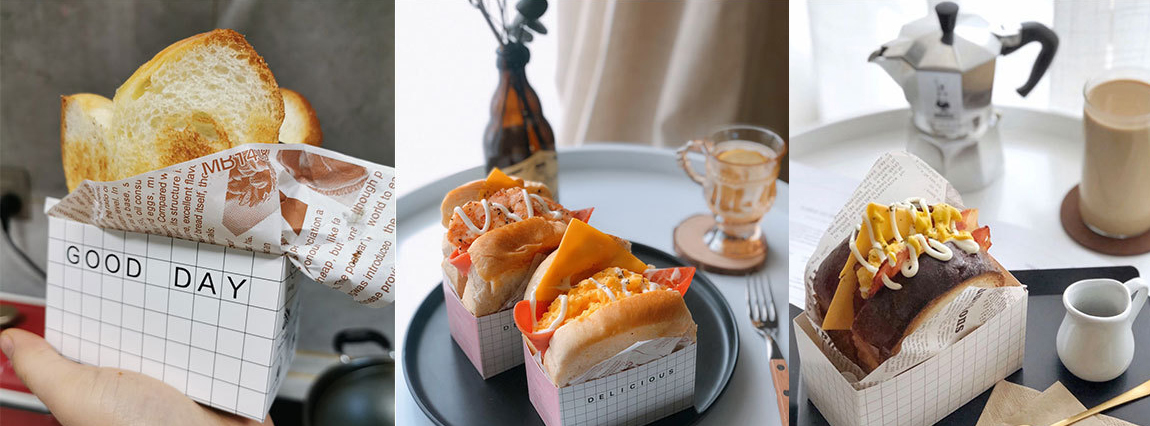 韓式網紅三明治包裝盒 厚蛋燒吐司打包盒子 便當一次性外帶抽屜紙盒印刷